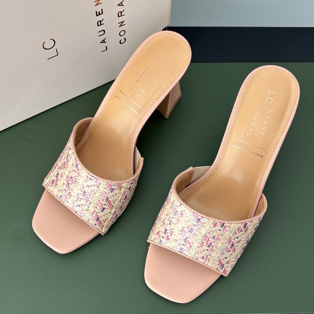 LC Lauren Conrad Women's Pink Woven Heeled Sandals - Picture 12 of 12